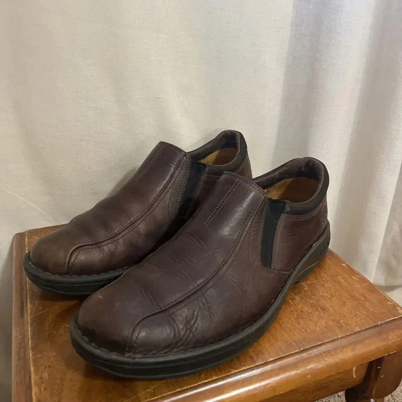 Timberland Loafers Mens Size 9.5 Brown Leather Slip On Classic Logo Sensorflex - Picture 3 of 11